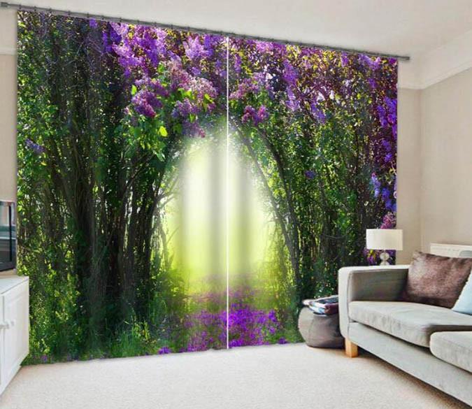 3D Flowers Trees Path 920 Curtains Drapes Wallpaper AJ Wallpaper 