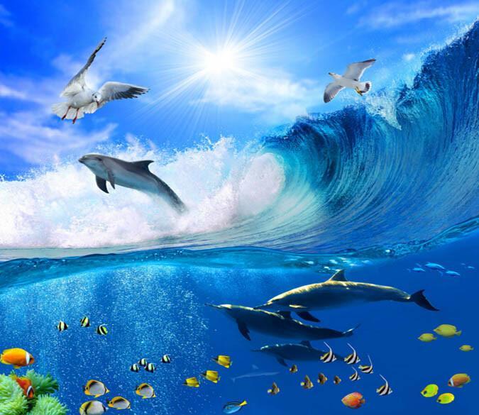 3D Wave Scenery Floor Mural Wallpaper AJ Wallpaper 2 