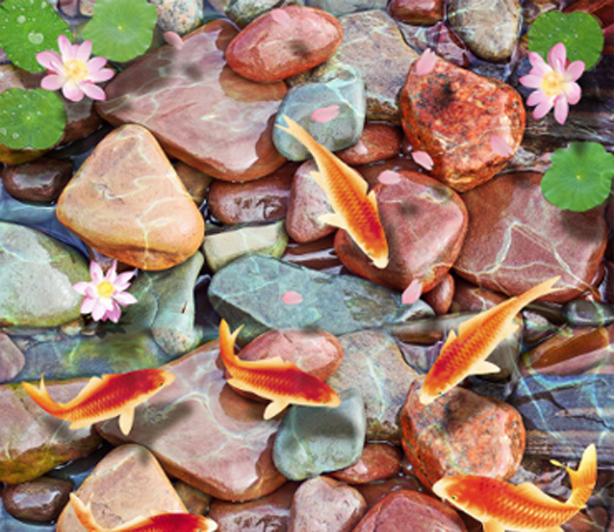 3D Pond Stones Floor Mural Wallpaper AJ Wallpaper 2 