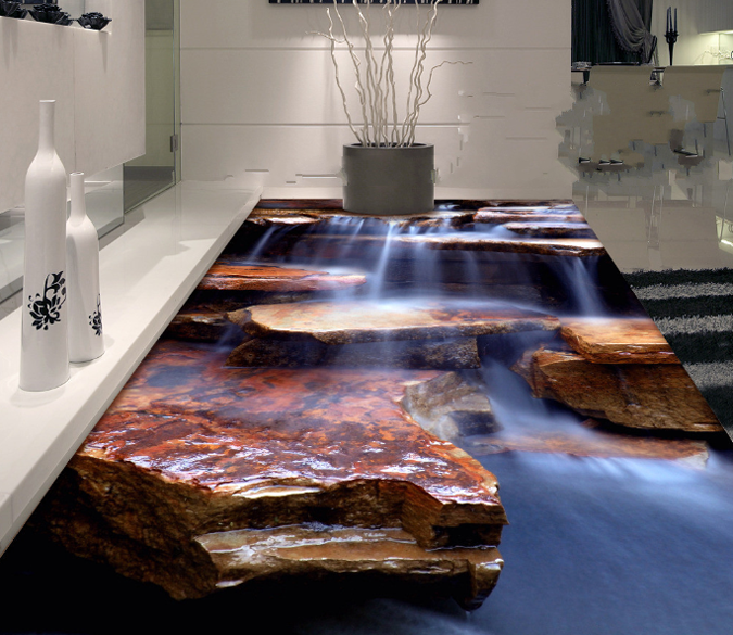 3D Water Stone Floor Mural Wallpaper AJ Wallpaper 2 