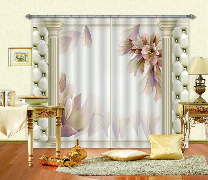 3D Flowers Pillars 416 Curtains Drapes Wallpaper AJ Wallpaper 