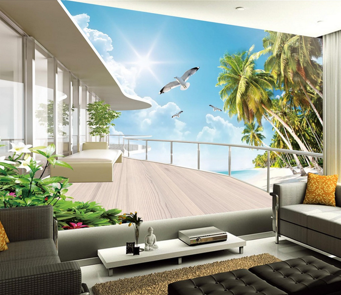 Balcony Beach Scenery Wallpaper AJ Wallpaper 