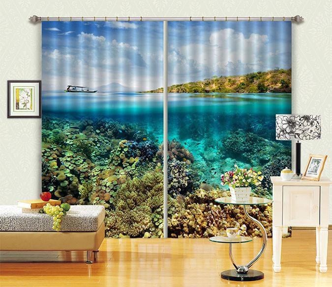 3D Sea Bay Scenery 135 Curtains Drapes Wallpaper AJ Wallpaper 