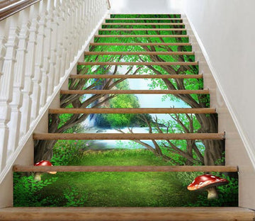 3D Forest Waterfall 3 Stair Risers Wallpaper AJ Wallpaper 