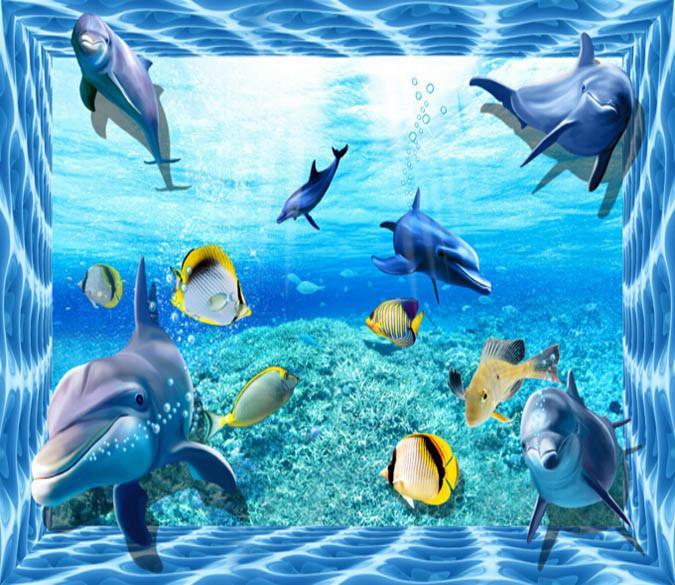 3D Bright Blue Ocean Floor Mural Wallpaper AJ Wallpaper 2 