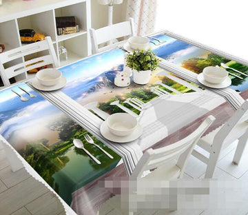 3D Lake Bridge Pillars 1056 Tablecloths Wallpaper AJ Wallpaper 