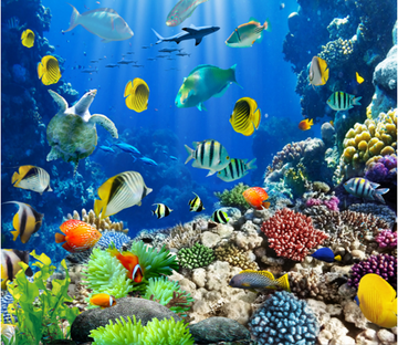 3D Bright Sea Creatures Floor Mural Wallpaper AJ Wallpaper 2 