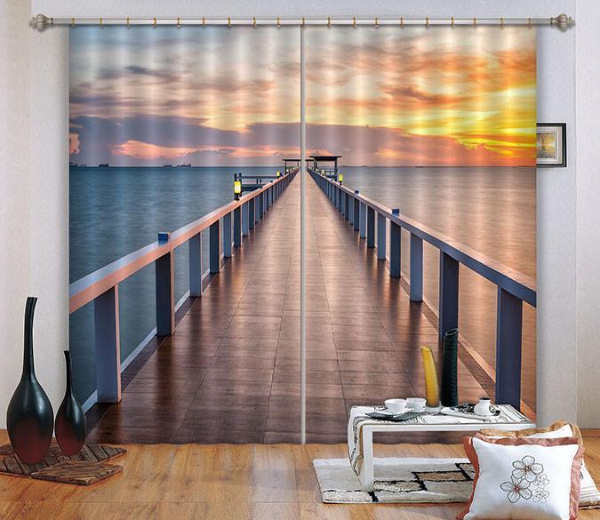 3D Sea Corridor Sunset 546 Curtains Drapes Wallpaper AJ Wallpaper 