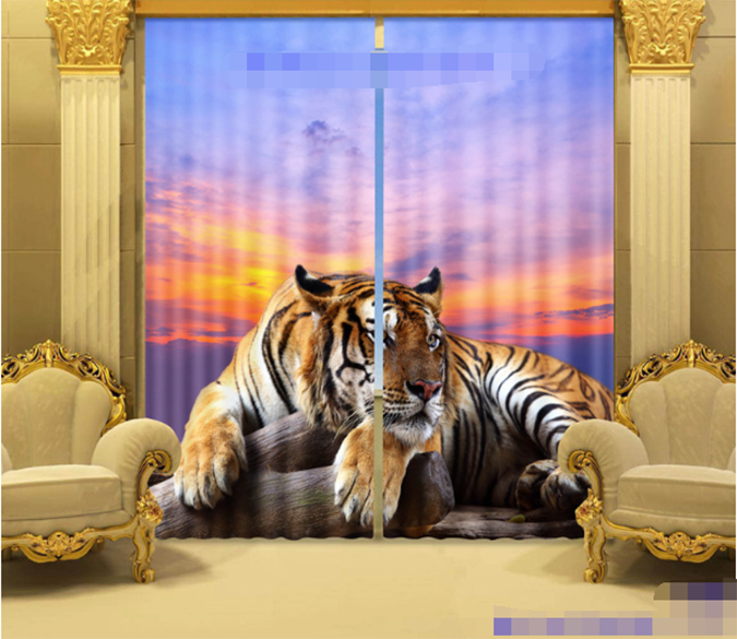 3D Sunset Resting Tiger 1149 Curtains Drapes Wallpaper AJ Wallpaper 