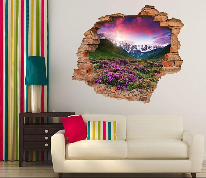 3D Snow Mountains Flowers 205 Broken Wall Murals Wallpaper AJ Wallpaper 