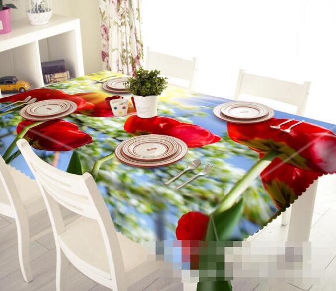 3D Red Roses 1236 Tablecloths Wallpaper AJ Wallpaper 