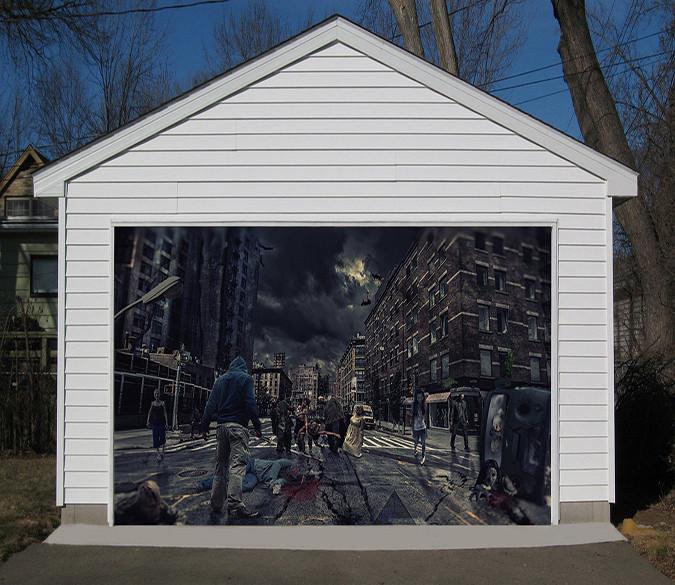 3D City Zombie 138 Garage Door Mural Wallpaper AJ Wallpaper 