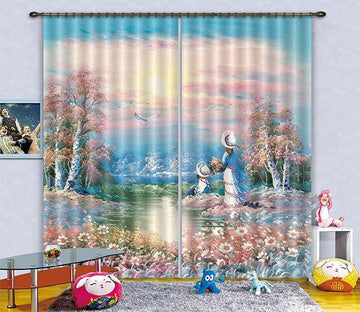 3D Girls River Scenery 243 Curtains Drapes Wallpaper AJ Wallpaper 