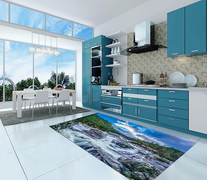 3D Flowing River Kitchen Mat Floor Mural Wallpaper AJ Wallpaper 