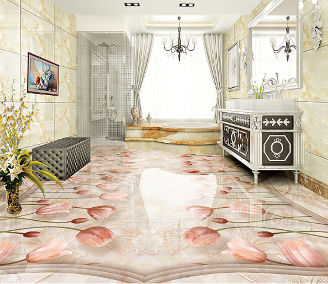 3D Tulips Floor Mural Wallpaper AJ Wallpaper 2 