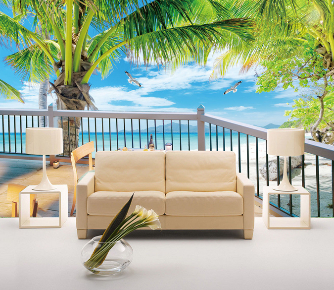 Beach Open-Air Balcony Wallpaper AJ Wallpaper 