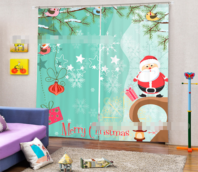 3D Lovely Santa Claus 1387 Curtains Drapes Wallpaper AJ Wallpaper 