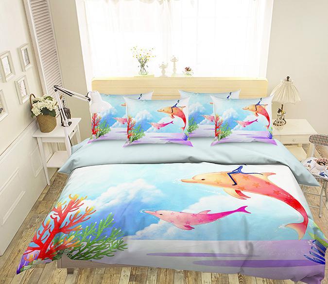 3D Lovely Dolphins 151 Bed Pillowcases Quilt Wallpaper AJ Wallpaper 