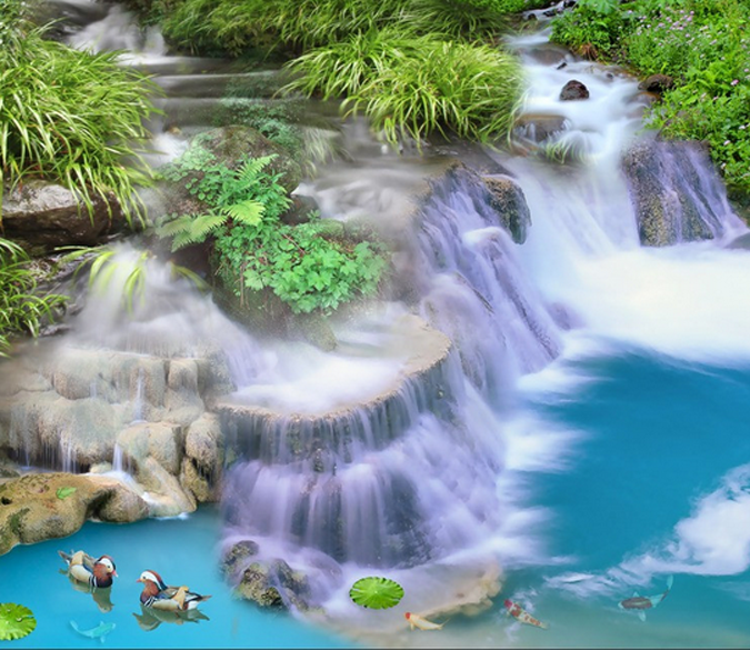 3D Stream Waterfall Floor Mural Wallpaper AJ Wallpaper 2 