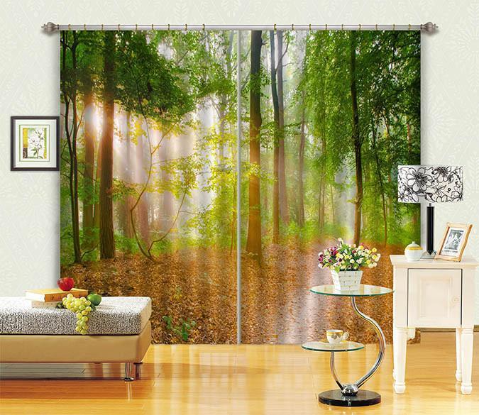 3D Forest Sunshine 422 Curtains Drapes Wallpaper AJ Wallpaper 