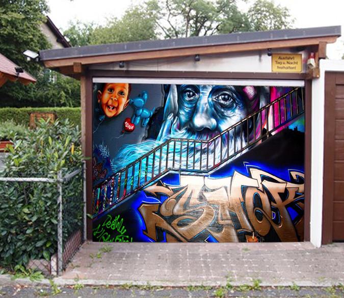 3D Stairway Graffiti 260 Garage Door Mural Wallpaper AJ Wallpaper 