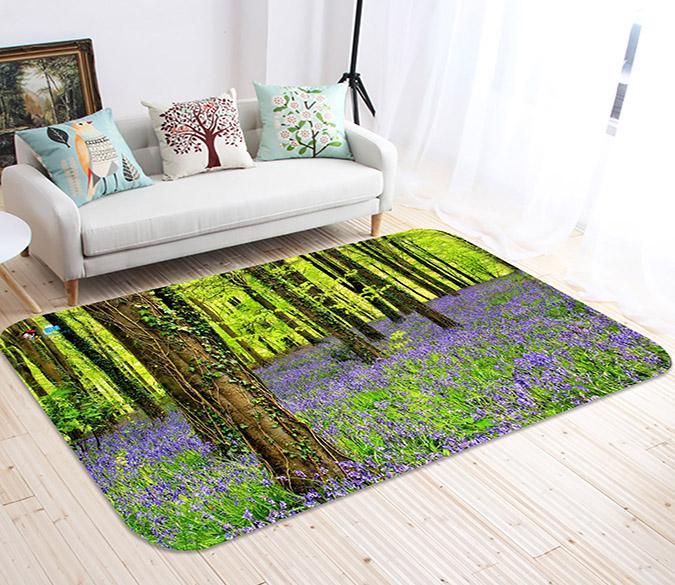 3D Forest Trees Flowers 8 Non Slip Rug Mat Mat AJ Creativity Home 