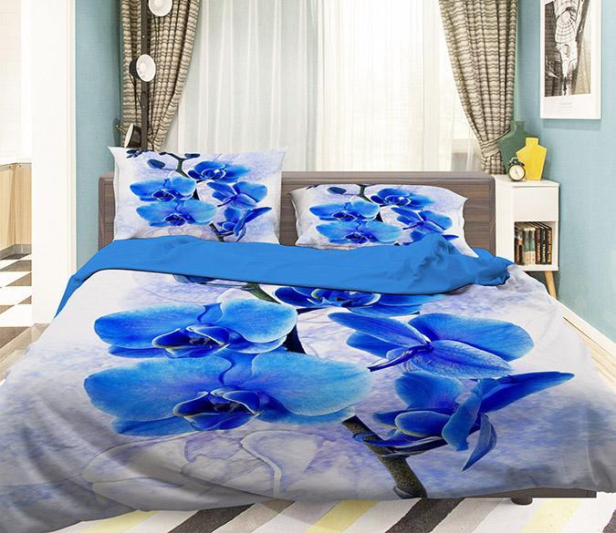 3D Blue Phalaenopsis 291 Bed Pillowcases Quilt Wallpaper AJ Wallpaper 