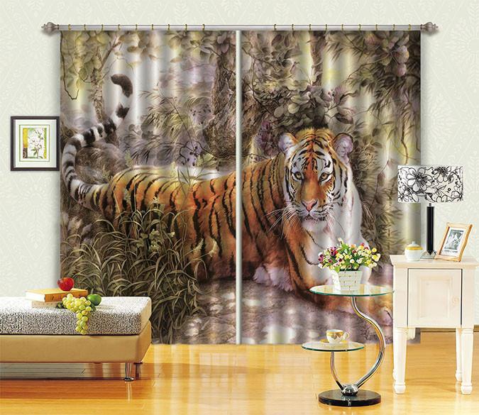 3D Rest Tiger 250 Curtains Drapes Wallpaper AJ Wallpaper 