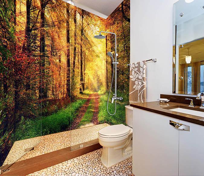 3D Forest Road Sunshine 64 Bathroom Wallpaper Wallpaper AJ Wallpaper 