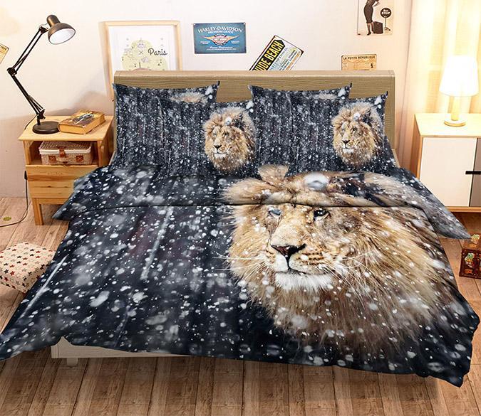 3D Snow Field Lion 119 Bed Pillowcases Quilt Wallpaper AJ Wallpaper 