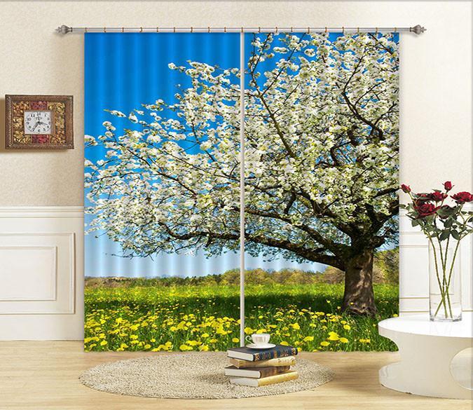 3D Flowering Tree Curtains Drapes Wallpaper AJ Wallpaper 