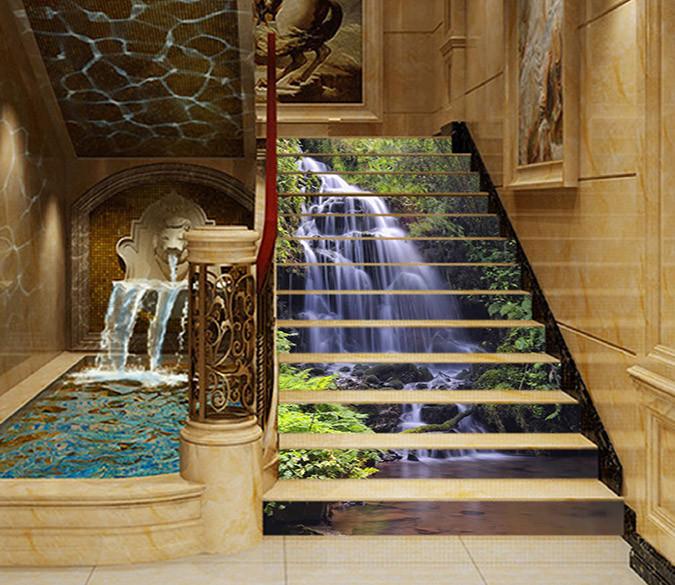 3D Creek Waterfall 1177 Stair Risers Wallpaper AJ Wallpaper 