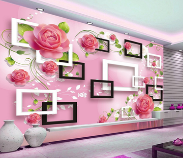 Pink Flowers And Frames Wallpaper AJ Wallpaper 