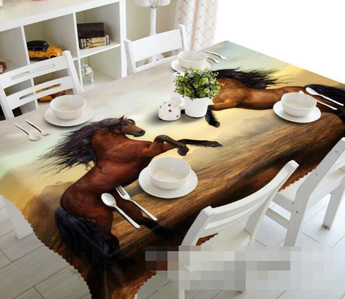 3D Standing Horses 1007 Tablecloths Wallpaper AJ Wallpaper 