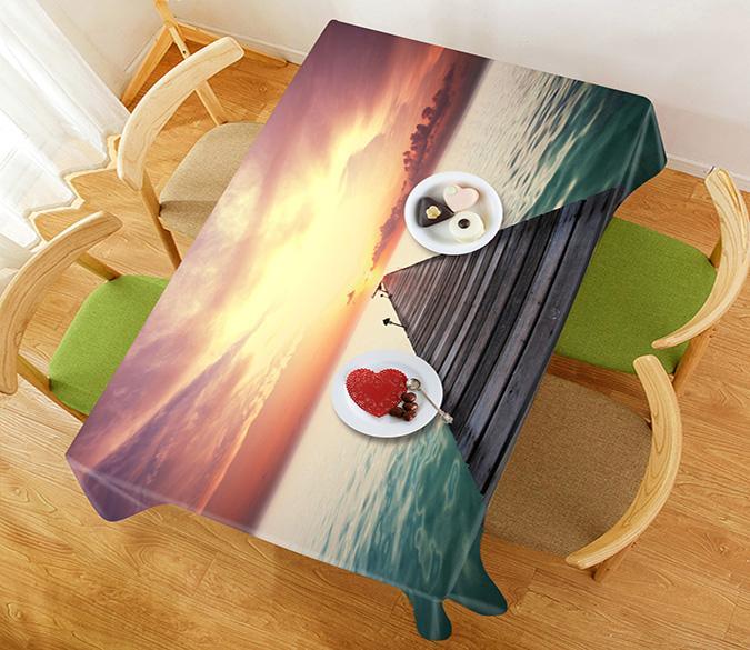 3D Sea Long Corridor Sunset 807 Tablecloths Wallpaper AJ Wallpaper 