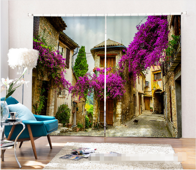 3D Pretty Town Flowers 1112 Curtains Drapes Wallpaper AJ Wallpaper 