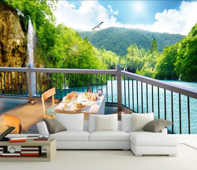 Balcony Lake Scenery Wallpaper AJ Wallpaper 