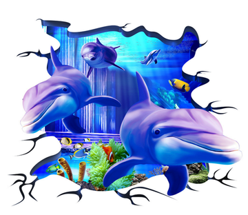3D Ocean Dolphins Floor Mural Wallpaper AJ Wallpaper 2 