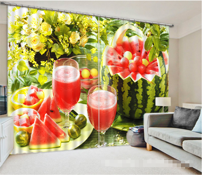 3D Watermelon Juice 1225 Curtains Drapes Wallpaper AJ Wallpaper 