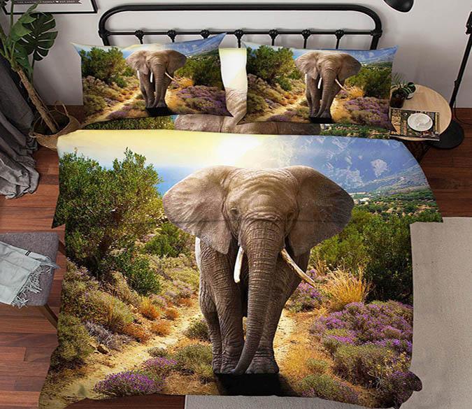 3D Elephant Road 125 Bed Pillowcases Quilt Wallpaper AJ Wallpaper 