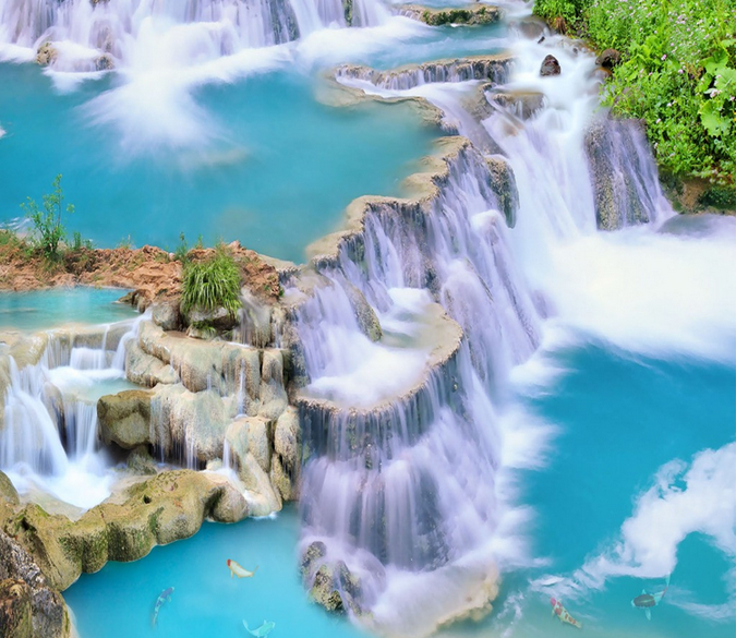 3D Beautiful Waterfalls Floor Mural Wallpaper AJ Wallpaper 2 