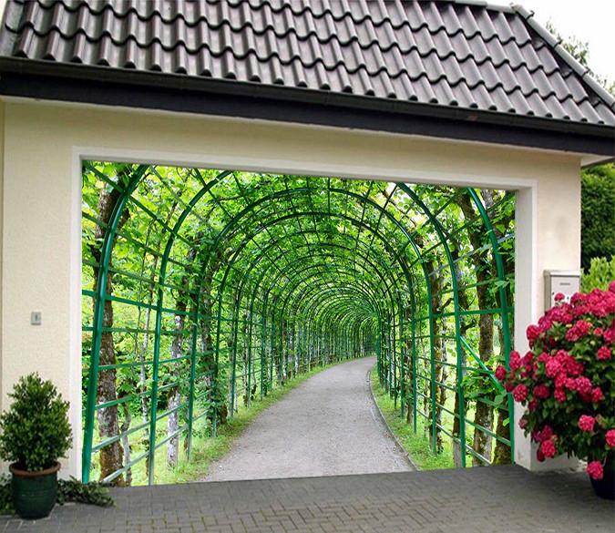 3D Green Trees Rattan Corridor 171 Garage Door Mural Wallpaper AJ Wallpaper 