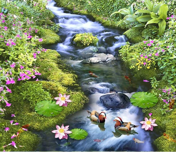 3D Wild Stream Floor Mural Wallpaper AJ Wallpaper 2 