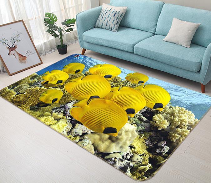 3D Ocean Yellow Fishes 242 Non Slip Rug Mat Mat AJ Creativity Home 