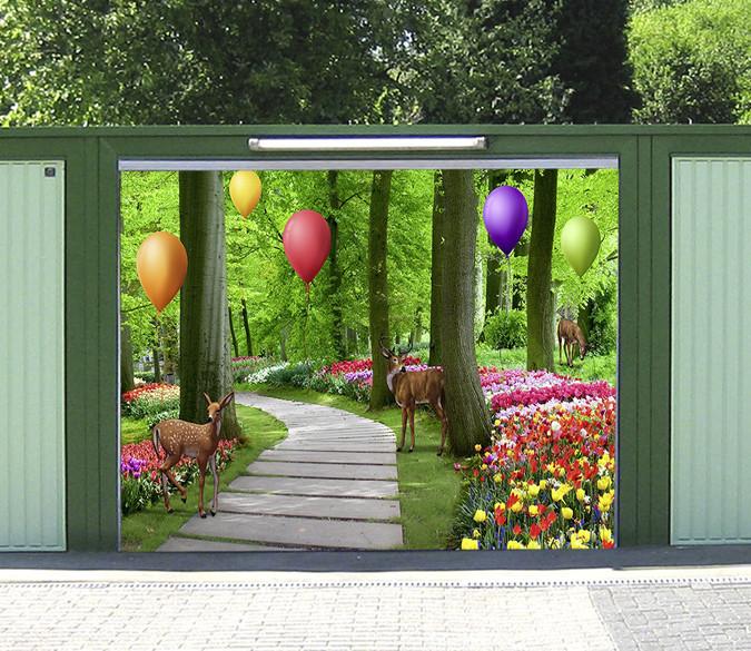 3D Flowers Animals Balloons 300 Garage Door Mural Wallpaper AJ Wallpaper 