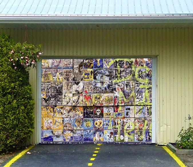 3D Grids Graffiti 467 Garage Door Mural Wallpaper AJ Wallpaper 