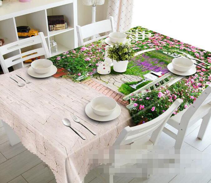 3D Flowers Arch Door 988 Tablecloths Wallpaper AJ Wallpaper 