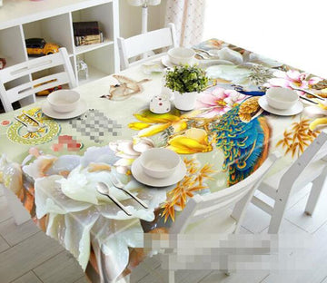 3D Flowers Tree Peacock 1311 Tablecloths Wallpaper AJ Wallpaper 