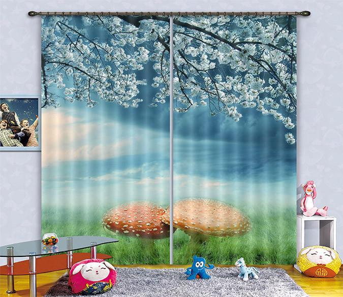 3D Flowers And Mushrooms 289 Curtains Drapes Wallpaper AJ Wallpaper 