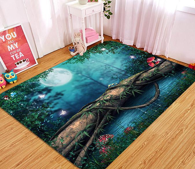 3D Bright Forest Full Moon 28 Non Slip Rug Mat Mat AJ Creativity Home 